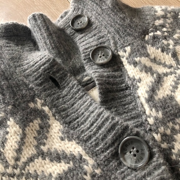 Aerie Y2K Lambswool Rabbit Hair Blend Snowflake Colorwork Cardigan in Grey S - Picture 7 of 12